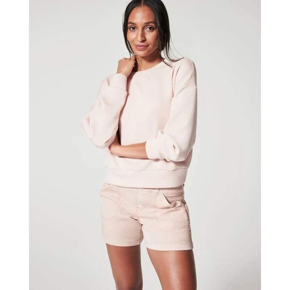 Spanx Oatmeal AirEssentials Pleated Back Crewneck Sweatshirt XS